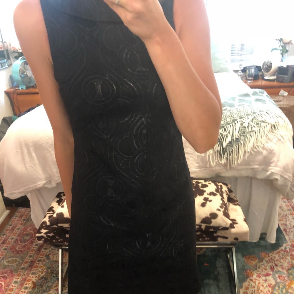 Black Jacquard Shift Dress